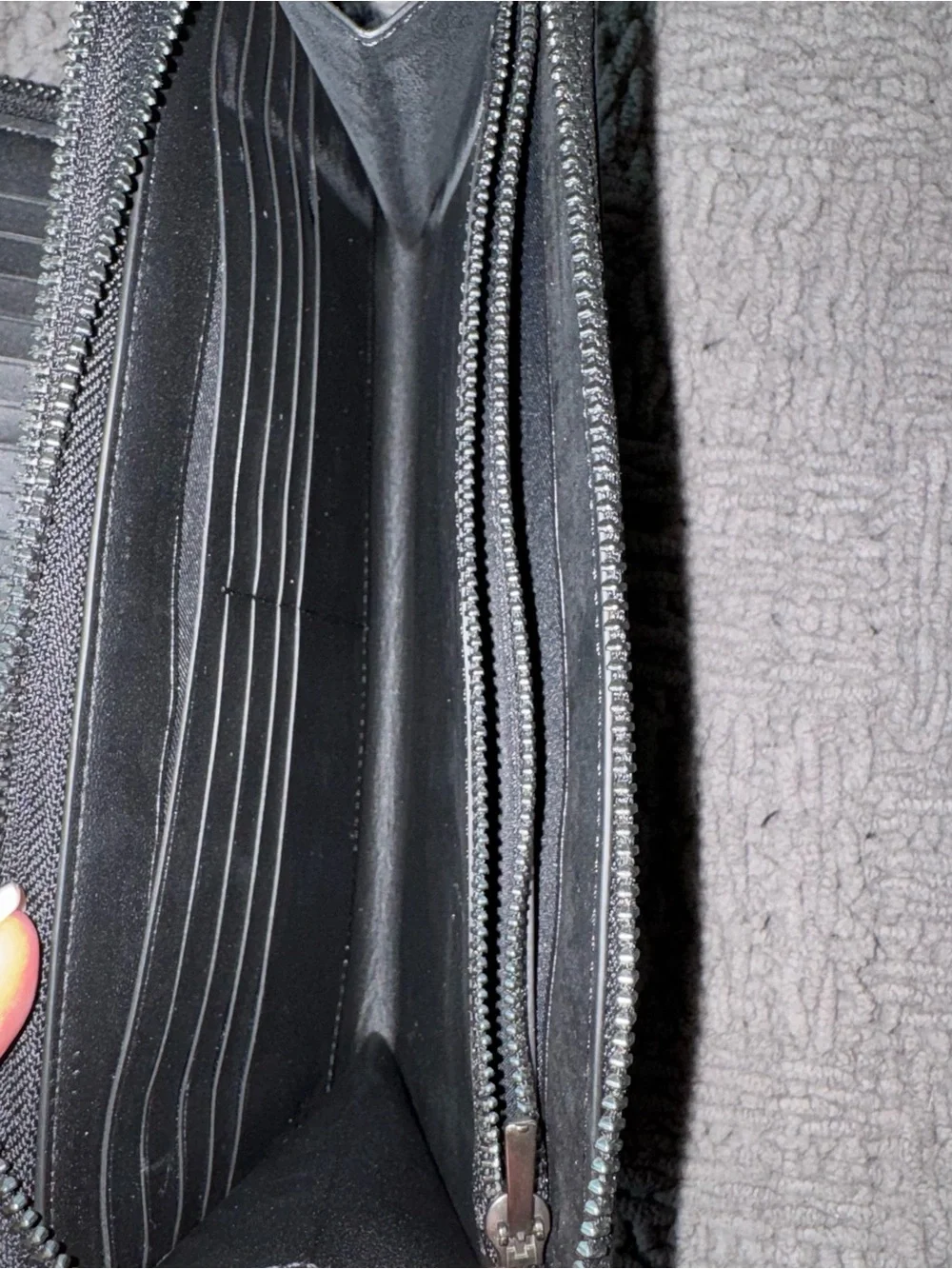 Coach Black Embossed Signature Zip Wristlet with Wrist Strap
